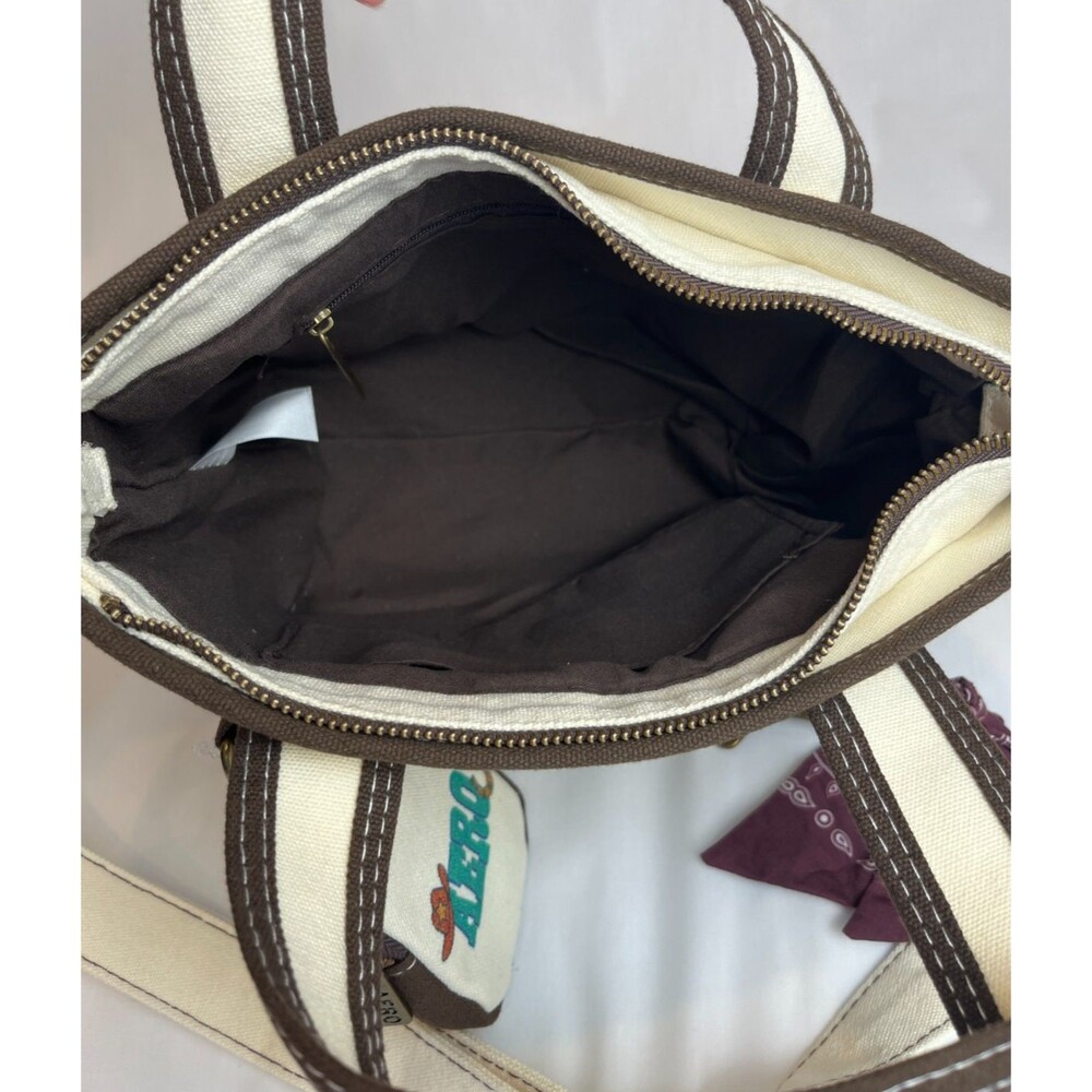 Aeropostale Rodeo Cowgirl Western Canvas Tote Bag Cactus Print Boot Charm Viral - Picture 7 of 14